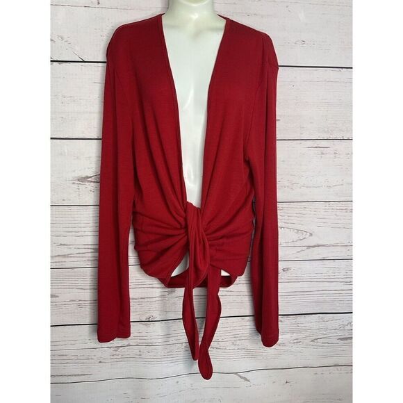 Bay Road‎ Merinos Womens L-16 Open Tie Front Cardigan Sweater Red New Zealand - Picture 3 of 9